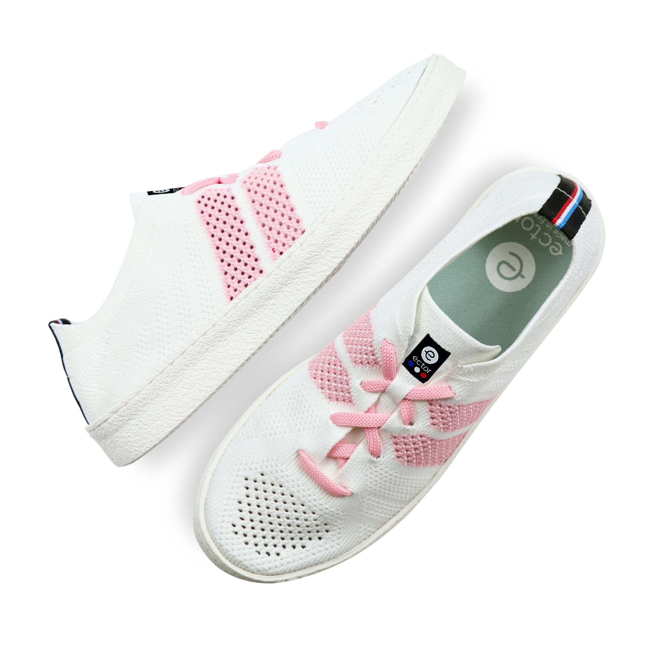 Basket blanche et rose Made in France conçue par Ector Sneakers